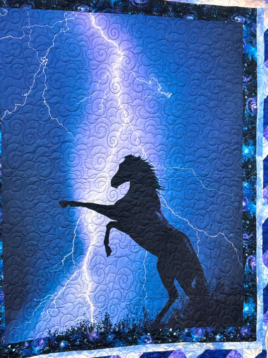 Lightning storm Horse quilt