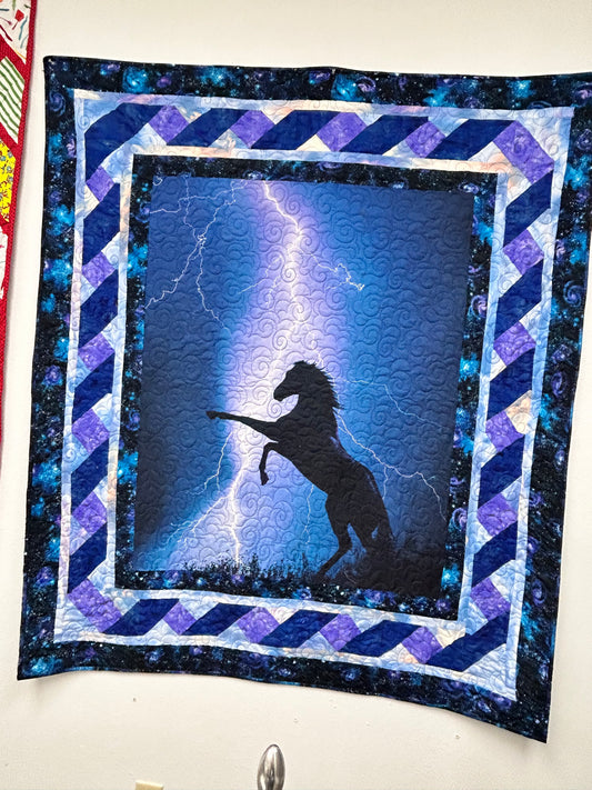 Lightning storm Horse quilt
